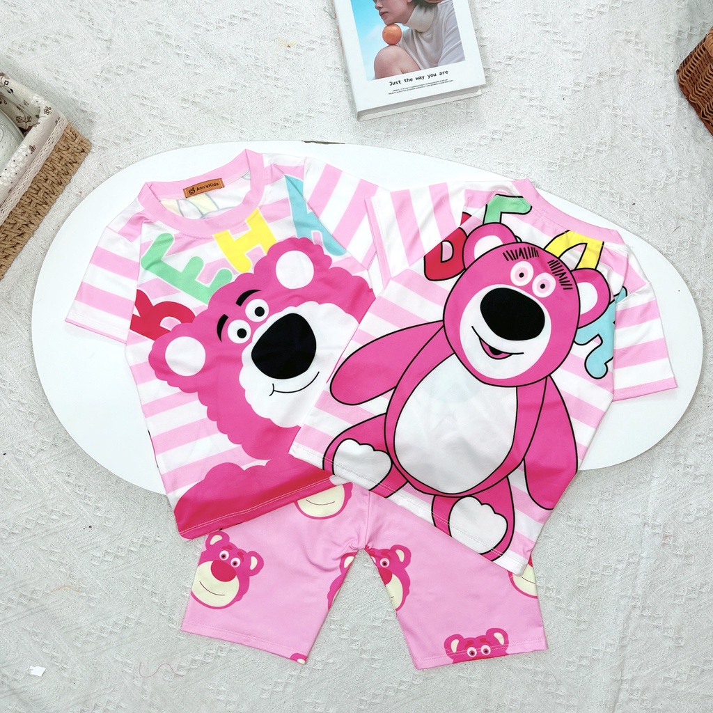 Bộ cộc tay bé gái 3D Nhiều mẫu- Đồ bộ bé gái 18-28 kg chất cotton thun lạnh co dãn 4 chiều