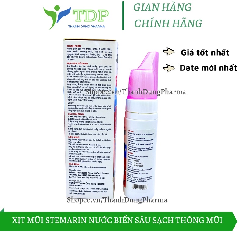 Xịt mũi Stemarin dung dịch vệ sinh mũi từ nước biển sâu và tinh dầu khuynh diệp