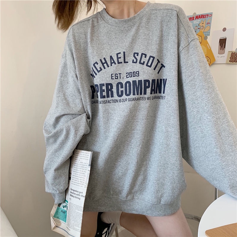 Áo khoác nam nữ thể thao ulzzang Paper company màu xám 🌸 Áo sweater hoodie kiểu dáng thể thao form rộng unisex K33 | BigBuy360 - bigbuy360.vn