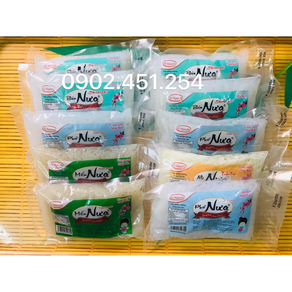 [HCM ship nhanh] 10 Gói Mix Bún Nưa/Mì Nưa/Phở Nưa/Miến Nưa Vị Nguyên 240g [Date mới]