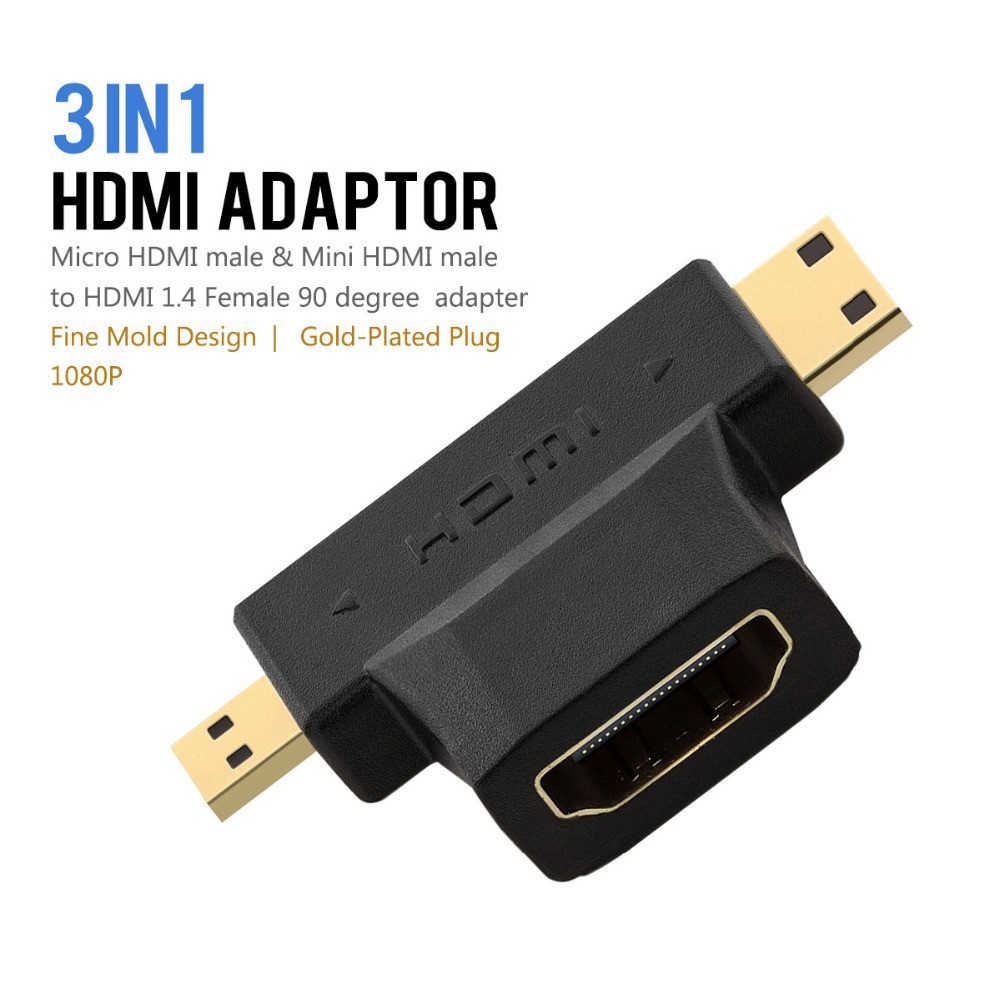 Đầu chuyển đổi cổng Micro HDMI & Mini HDMI sang cổng cắm HDMI 1.4 3 trong 1 tiện dụng