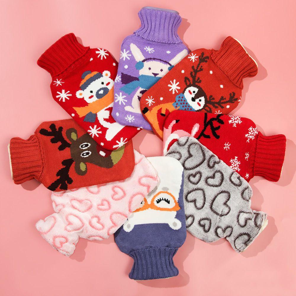 LAYOR1 Túi Chườm Nóng Bằng Cao Su Dệt Kim Họa Tiết Hoạt Hình Xinh Xắn