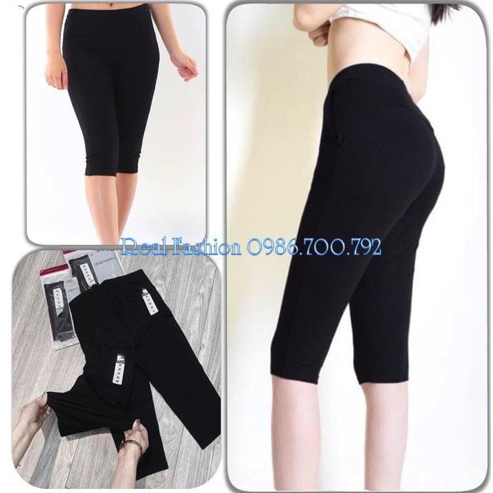 Quần Legging lửng,quần legging ngố nữ ,cạp cao co giãn 4 chiều ngoại cỡ đến 110kg Real Fashion