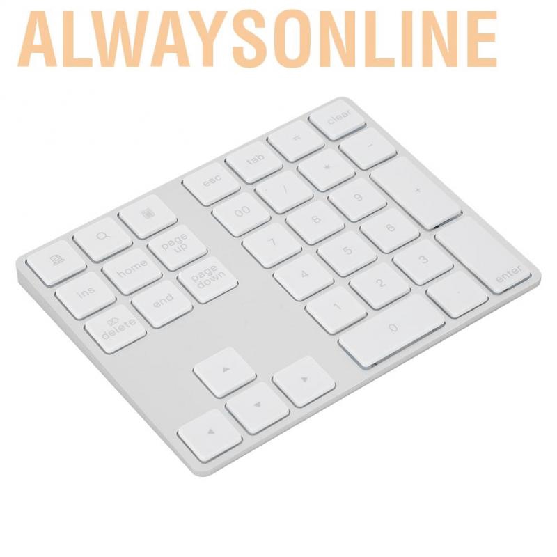 Alwaysonline BT308 34 Keys Mini Rechargeable Numpad Wireless Numeric Keypad Small Keyboard