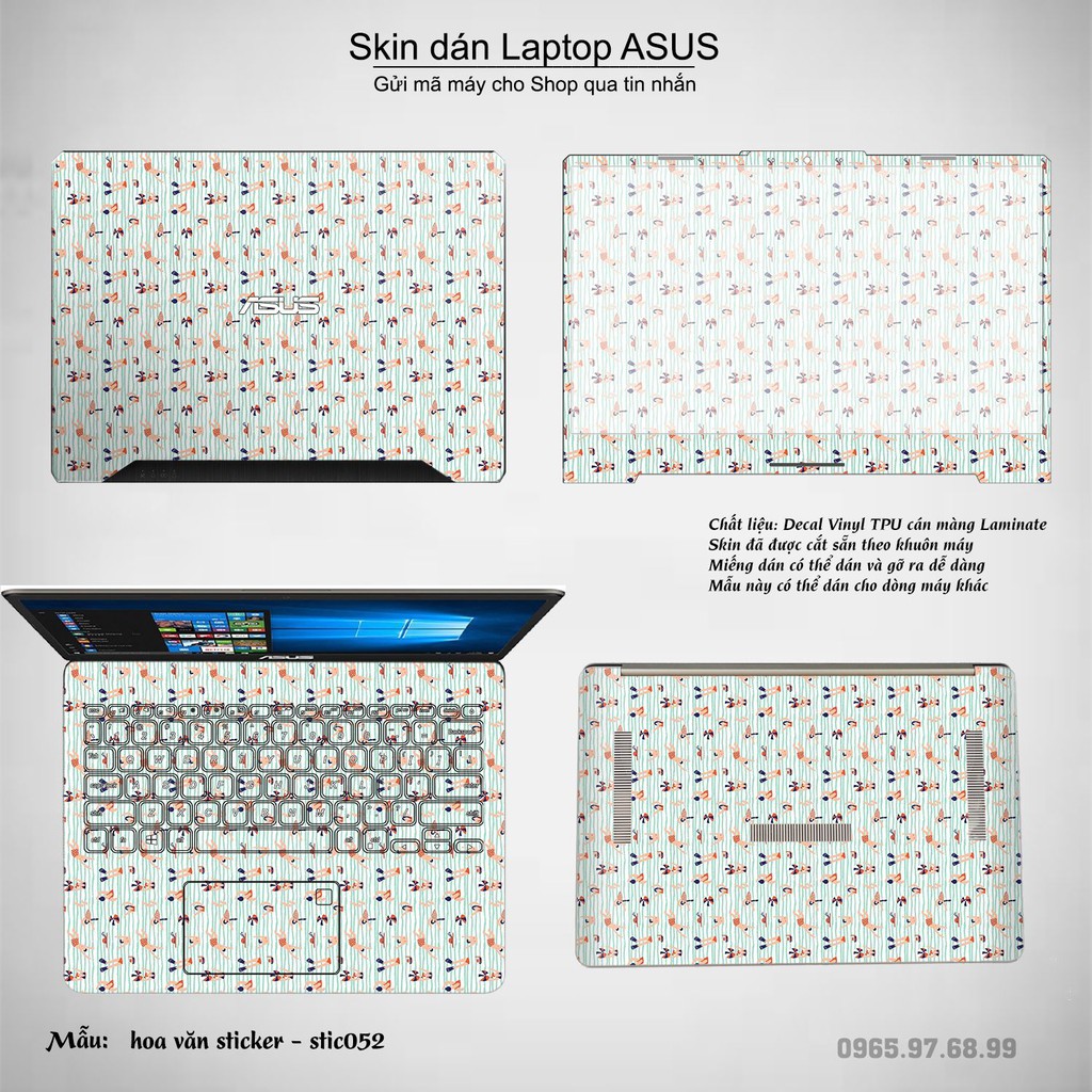 Skin dán Laptop Asus in hình Hoa văn sticker _nhiều mẫu 9 (inbox mã máy cho Shop)