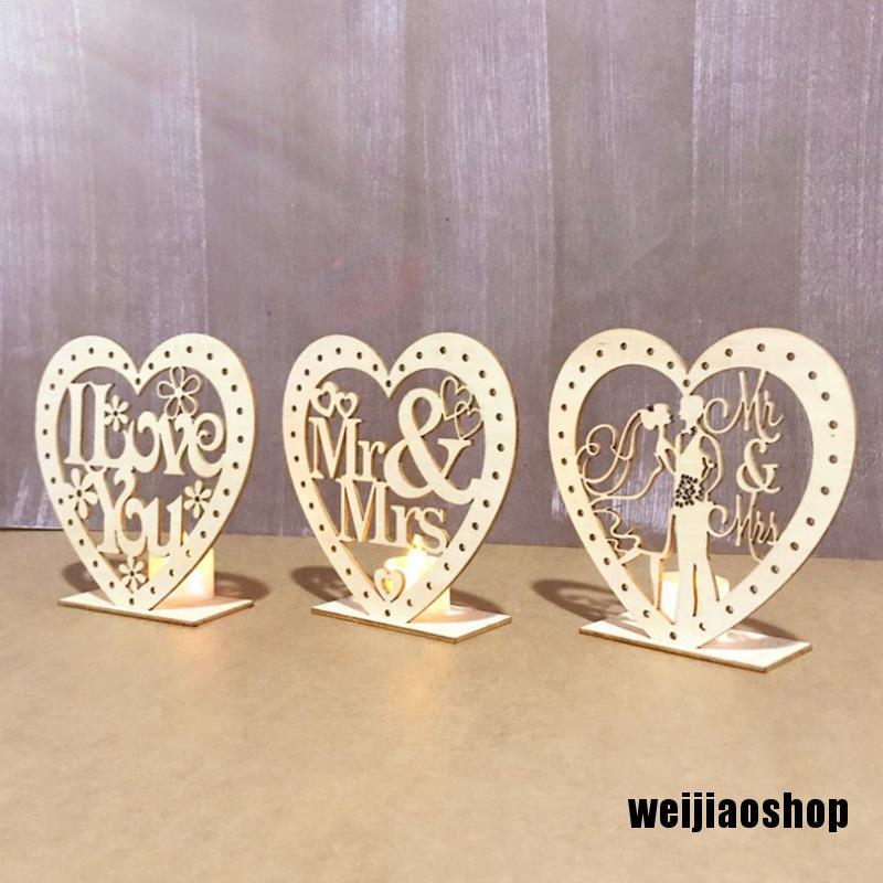 Set 2 Đèn Cầy Bằng Gỗ In Chữ Mr Và Mrs I Love You Trang Trí Tiệc Cưới Mới