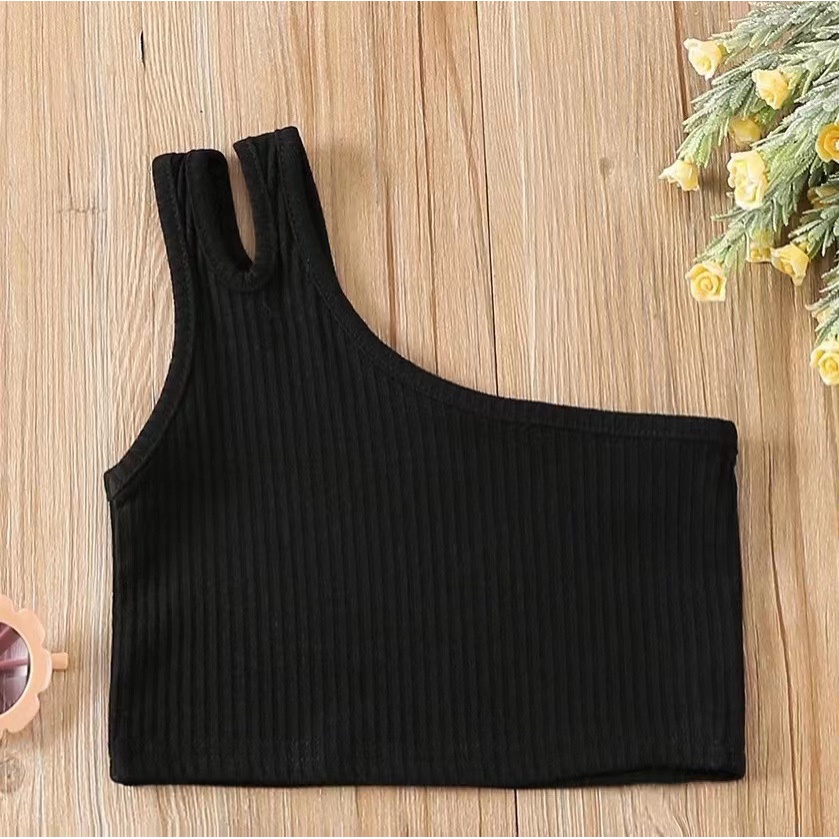 Áo Croptop Sát Nách Chất Liệu Cotton Màu Nhuộm Thời Trang Mùa Hè Cho Bé Gái 2-7 Tuổi
