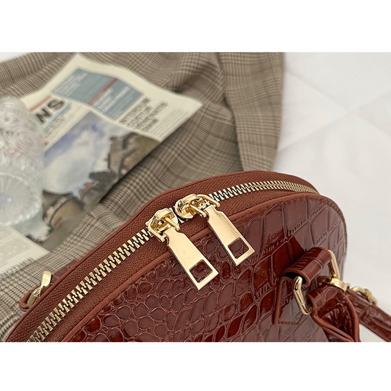 Ielgy Túi Xách Họa Tiết Da Cá Sấu Màu Trơn Phong Cách Phương Tây retro