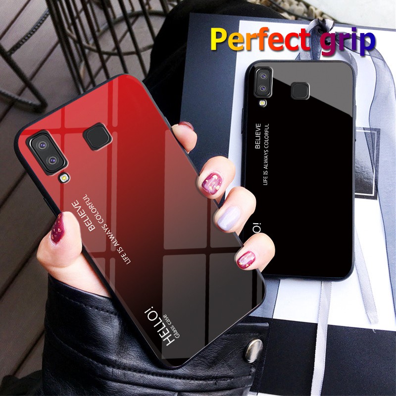 Ốp điện thoại TPU mềm láng bóng màu gradient cực quang thời trang cho Samsung Galaxy A8 Star