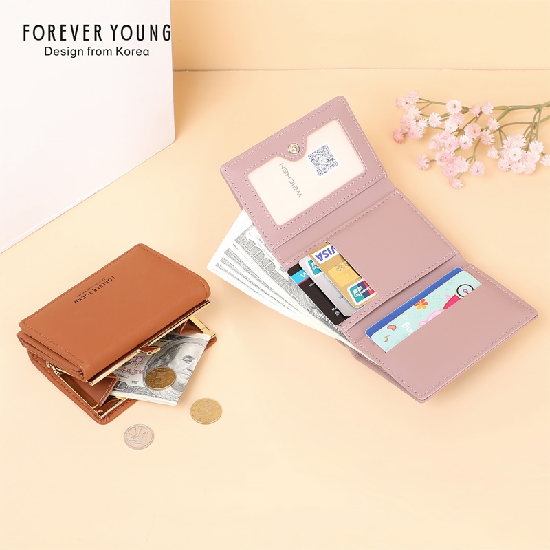 Ví cầm tay Forever Young chất liệu da PU thiết kế gấp 3 lần thời trang cho nữ