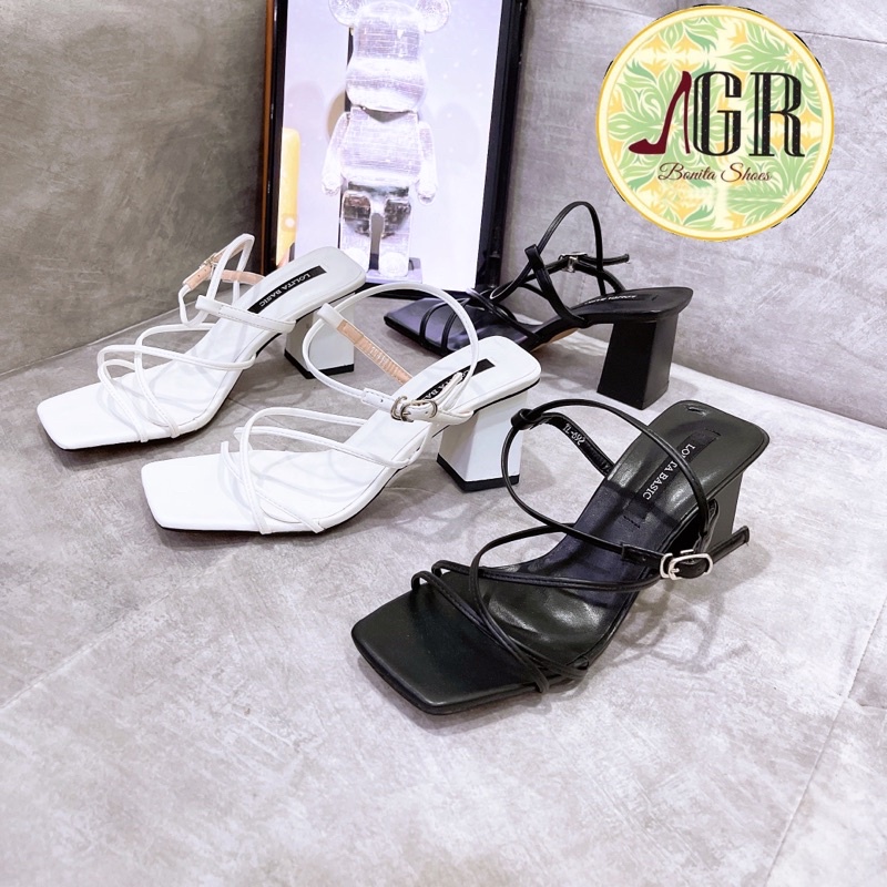 Sandal 4 dây sợi đan da mềm gót vuông 6 cm