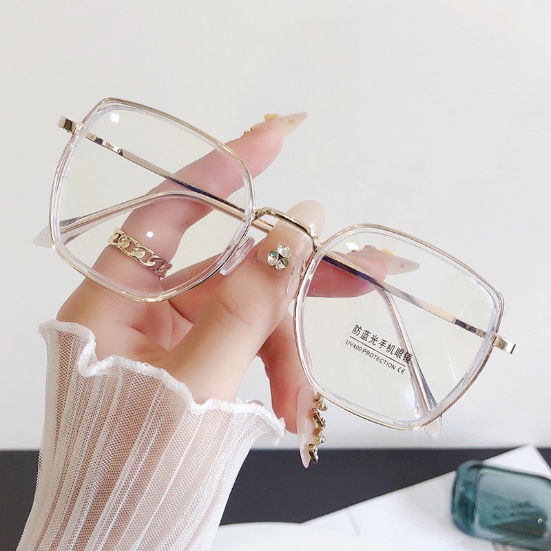 Mắt Kính Gọng Vuông Kim Loại Chống Bức Xạ Ánh Sáng Xanh Chống Ánh Sáng Máy Tính