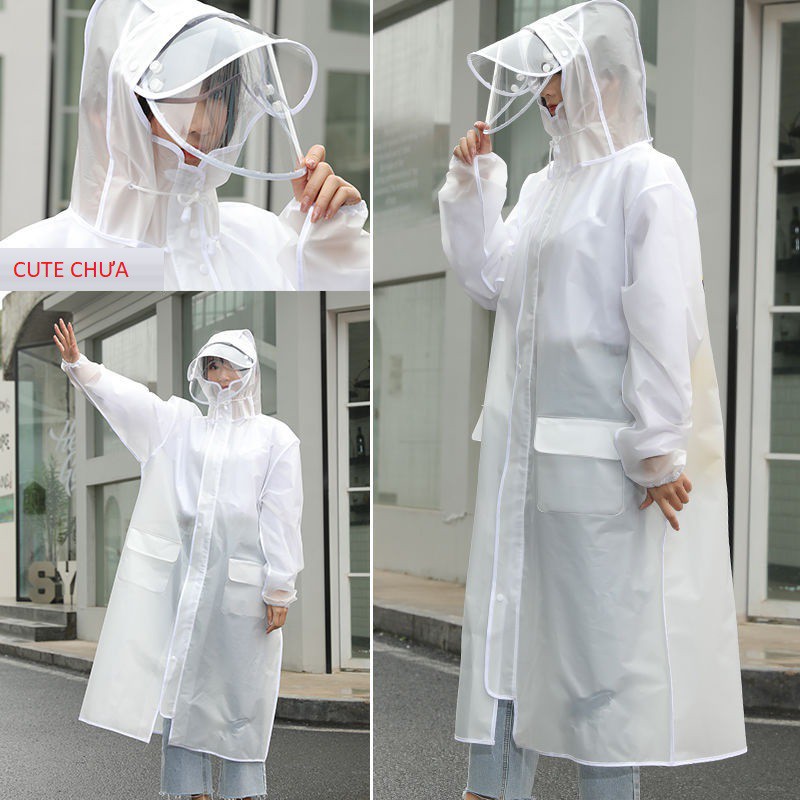 Áo Mưa Trong Suốt Có Kính Kèm Chụp Gương Dài Rộng Chất Siêu Bền Đẹp