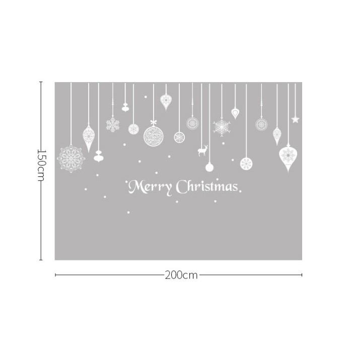 Decal trang trí Rèm dây họa tiết nhiều phụ kiện trắng