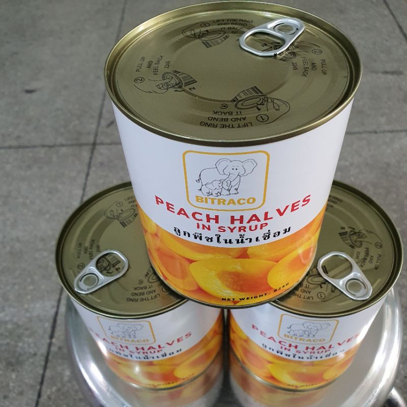 Trái Đào ngâm nước đường Bitraco lon 825g. Yellow Peach Halves in syrup