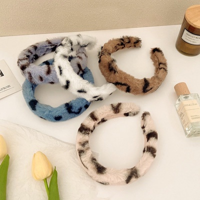 Cài tóc HAIMEIKANG bằng lông nhung họa tiết da báo chống trượt thời trang thu đông độc đáo