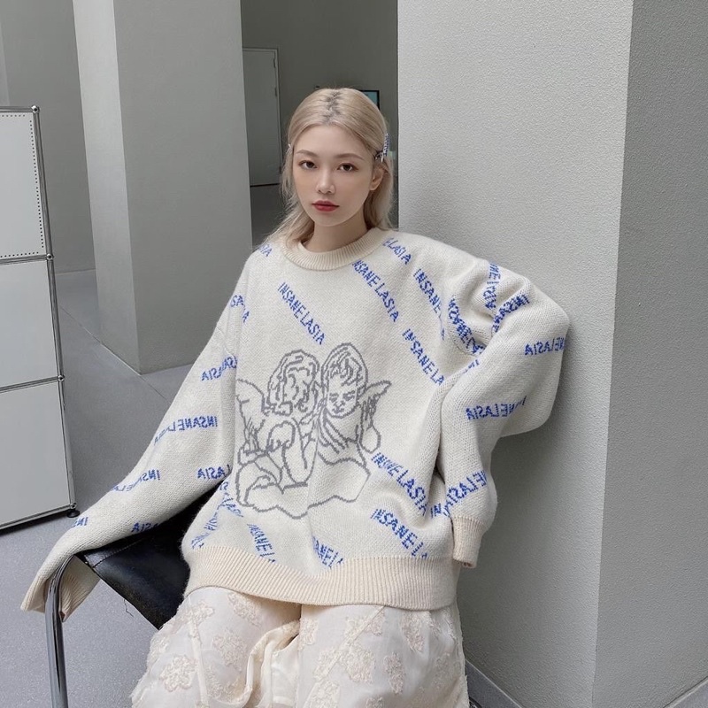 Áo Sweater in họa tiết thiên thần phong cách retro sành điệu cho nam và nữ