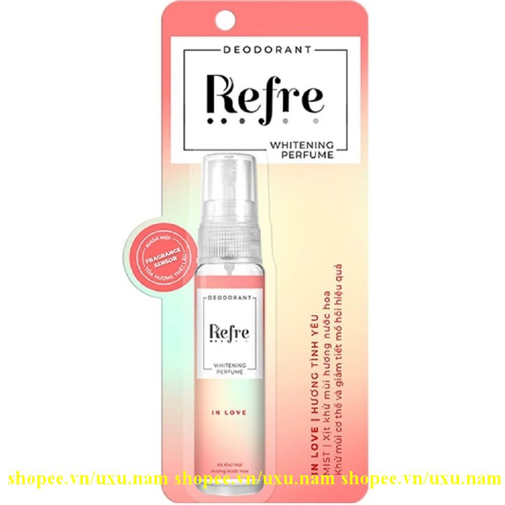 Xịt Khử Mùi Refre 30Ml Dưỡng Sáng Da Với Nhiều Hương Thơm Giúp Bạn Dễ Lựa Chọn Hơn, Của Hàng Chính Hãng.