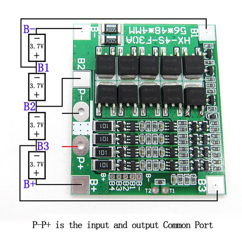 Bo mạch bảo vệ pin lithium 4S 30A BMS 14.8V 12.8V 18650 LiFePO4 cân bằng tiện lợi