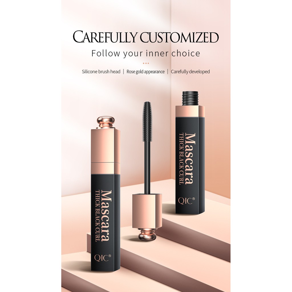 Mascara QIC sợi Silicone uốn cong làm dày và dài mi tự nhiên không phai màu | BigBuy360 - bigbuy360.vn