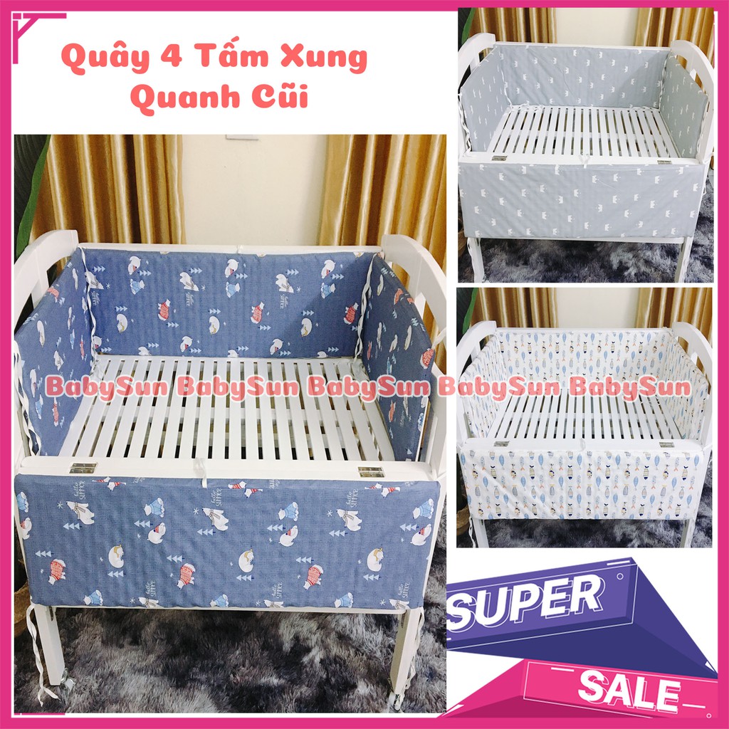 Quây Cũi 4 Tấm Lót Đệm Trứng BabySunChất Liệu Đệm Trứng 2cm Vỏ 100% Cotton Nhiều Màu Sắc Và Kích Thước