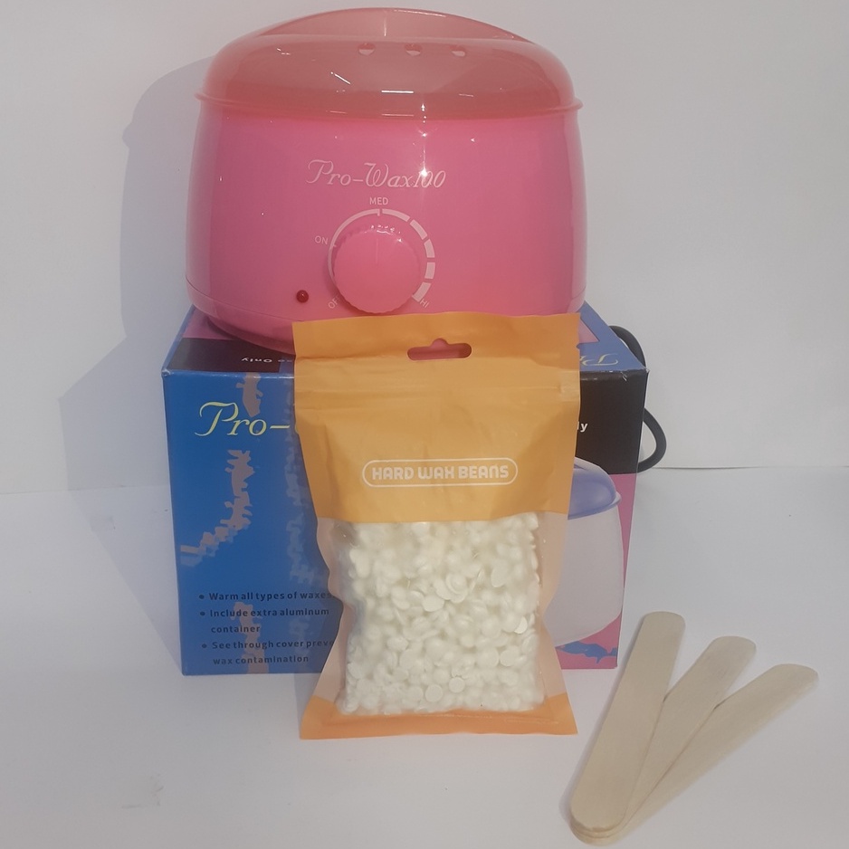 Sáp thơm hương dừa +Nồi nấu sáp triệt lông Pro wax 100 có 3 màu Đen - Trắng - Hồng, Tặng que lấy sáp