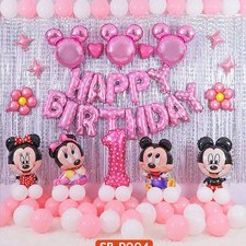 Set Bóng Trang Trí Sinh Nhật Dành Cho Bé Yêu 1 Tuổi Chuột Mickey, Minnie