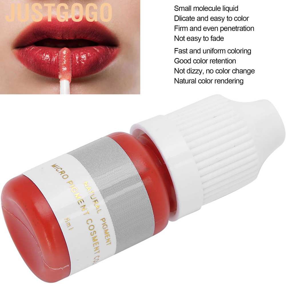 Justgogo Fast Coloring Lip Tattoo Ink Practice Microblading Pigment Accessory for Beginner 8ml