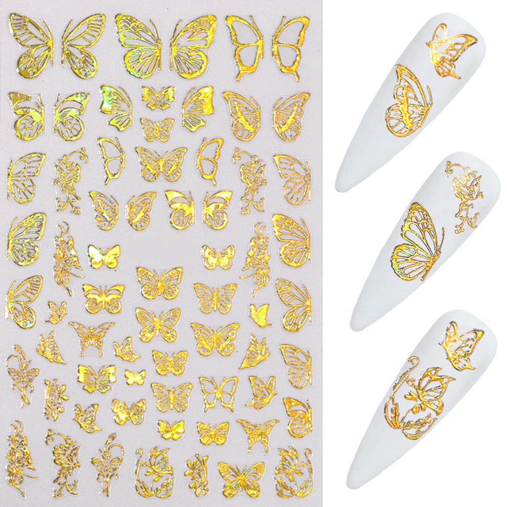 [Hàng mới về] Bộ 3 Tờ Miếng Dán Trang Trí Móng Tay Hình Bướm Xinh Xắn