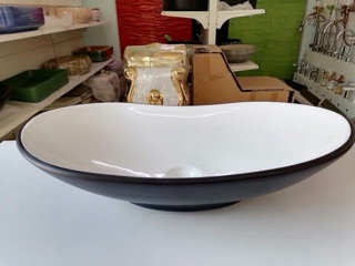 Lavabo sứ nghệ thuật ,Chậu sứ nghệ thuật trắng đen MAJST.