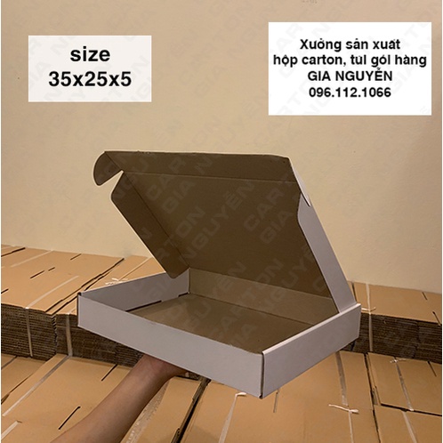 20 hộp carton nắp gài 2 hông kích thước 35x25x5 MÀU TRẮNG dùng đựng quần áo, phụ kiện thời trang, quà tặng handmade