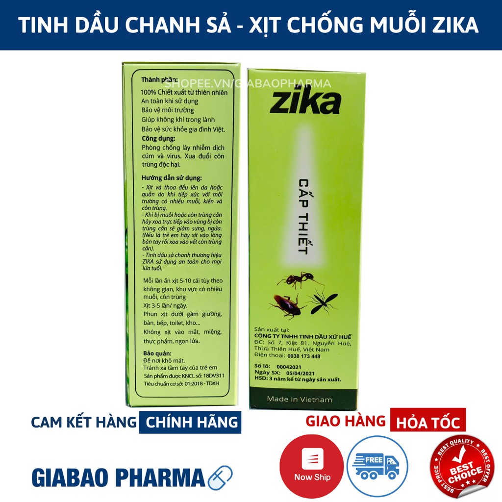 Tinh Dầu Xả ChaXit Chống Muỗi Zika 100ml - Xua đuổi muỗi - Phòng ngừa sốt xuất huyết