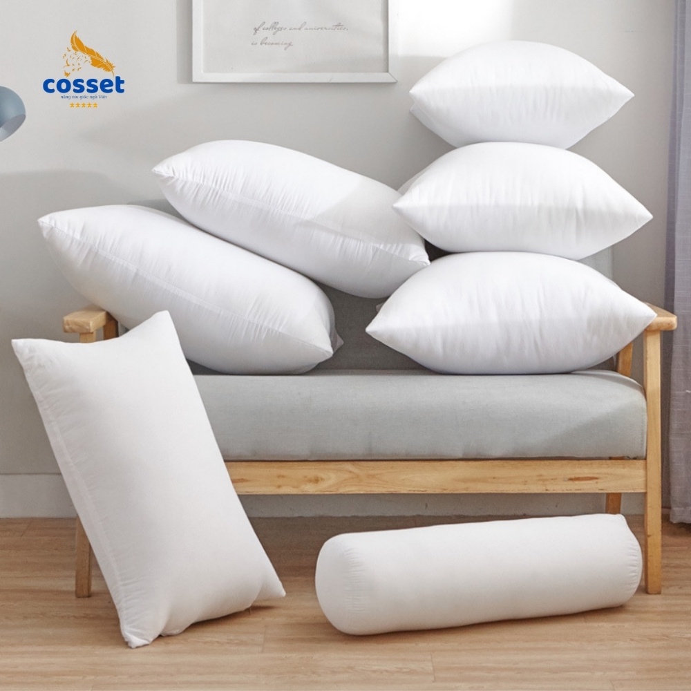 Ruột Gối Ôm COSSET Lite - Trắng, Gối Cao - Ruột Gối cotton màu trắng cao cấp có size cho trẻ em