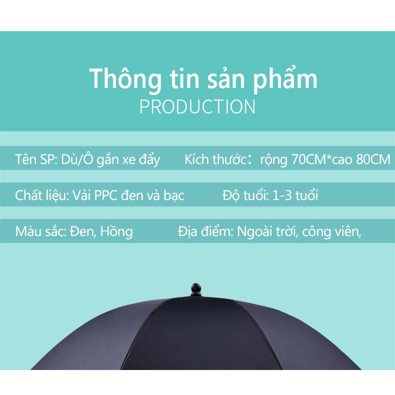 Dù xoay 360 độ che nắng mưa cho xe đẩy em bé° Tấm che nắng có thể điều chỉnh tiện lợi - COME HOME