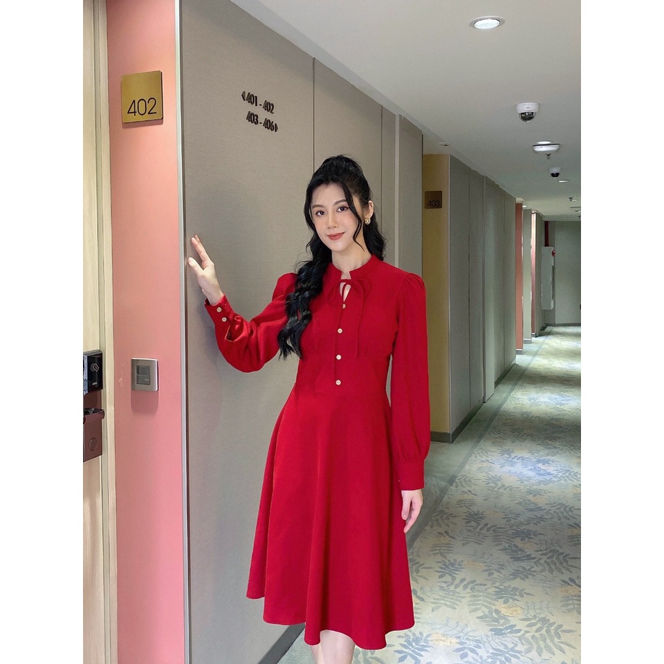 Váy Merry Ricci thiết kế chất liệu nhung chéo Hàn cao cấp mềm | RICCI OFFICIAL