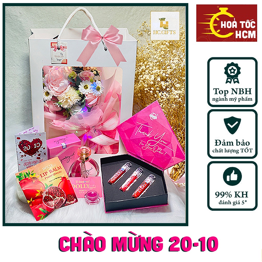 Set quà tặng sinh nhật, set quà sinh nhật son môi nước hoa Pháp - Set quà tặng trao trọn sức khỏe sắc đẹp ý nghĩa