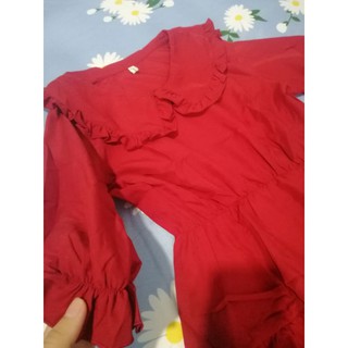 Đầm đỏ cổ bèo 3 tầng(ảnh thật cuối)