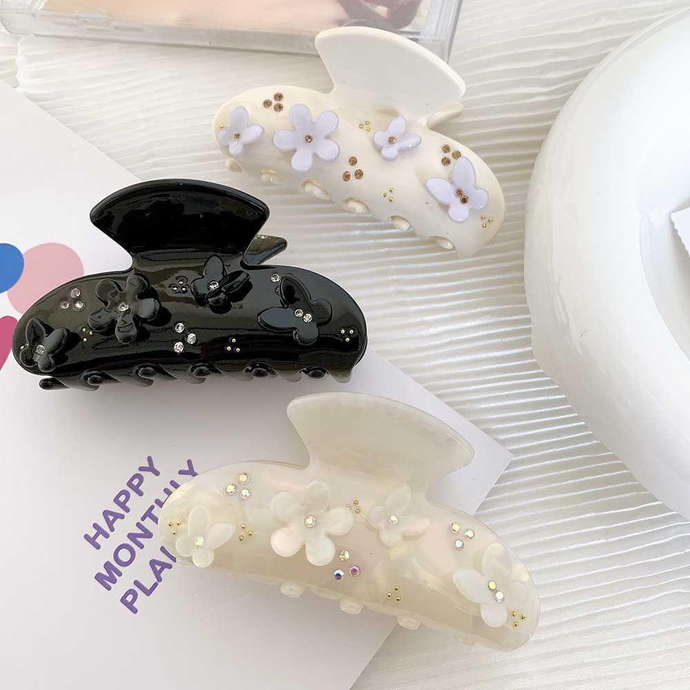Kẹp Tóc Hình Bướm / Cá Mập Đính Kim Cương Giả Phong Cách Retro Đơn Giản Dành Cho Nữ