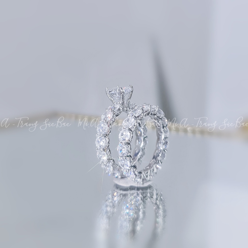 Nhẫn nữ bạc Ý S925 MiASJ full xoàng đá Cz cao cấp N203 N204