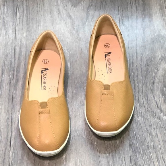 Giày bệt nữ mũi tròn Lunashoes 1105 giày lười nữ da bò thật bảo hành 2 năm 1 đổi 1 dễ đi êm chân dễ phối đồ