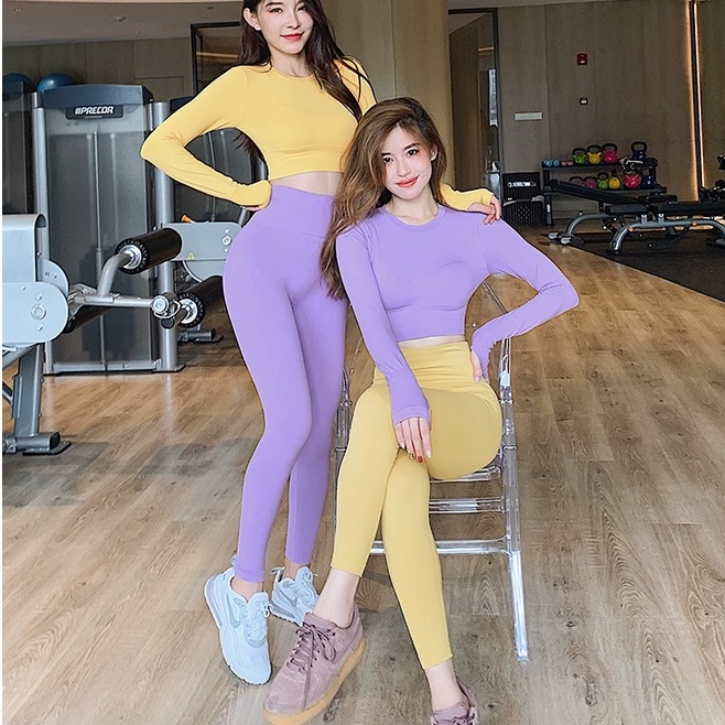 Set Bộ Đồ Tập Gym Nữ ❤️𝐇𝐀̀𝐍𝐆 𝐗𝐈̣𝐍❤️ Dài Tay Thun Bền Đẹp Co Giãn Hút Mồ Hôi Thể Thao Rẻ Đẹp 𝐆𝐘𝐌𝐒𝐓𝐎𝐑𝐄 071