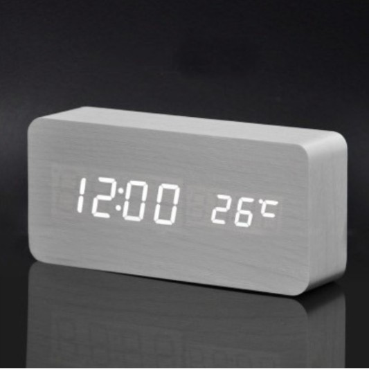 Đồng Hồ Led Để Bàn Vân Gỗ Cao Cấp