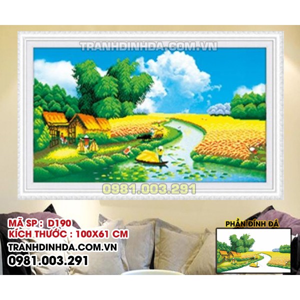 Tranh Đính Đá cao cấp Đồng quê D190 Kích thước: 100x61cm