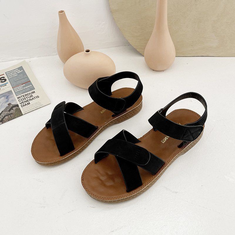 Xăng đan Đế Bằng Quai Dán Thoải Mái Thời Trang Đi Biển Dành Cho Nữ