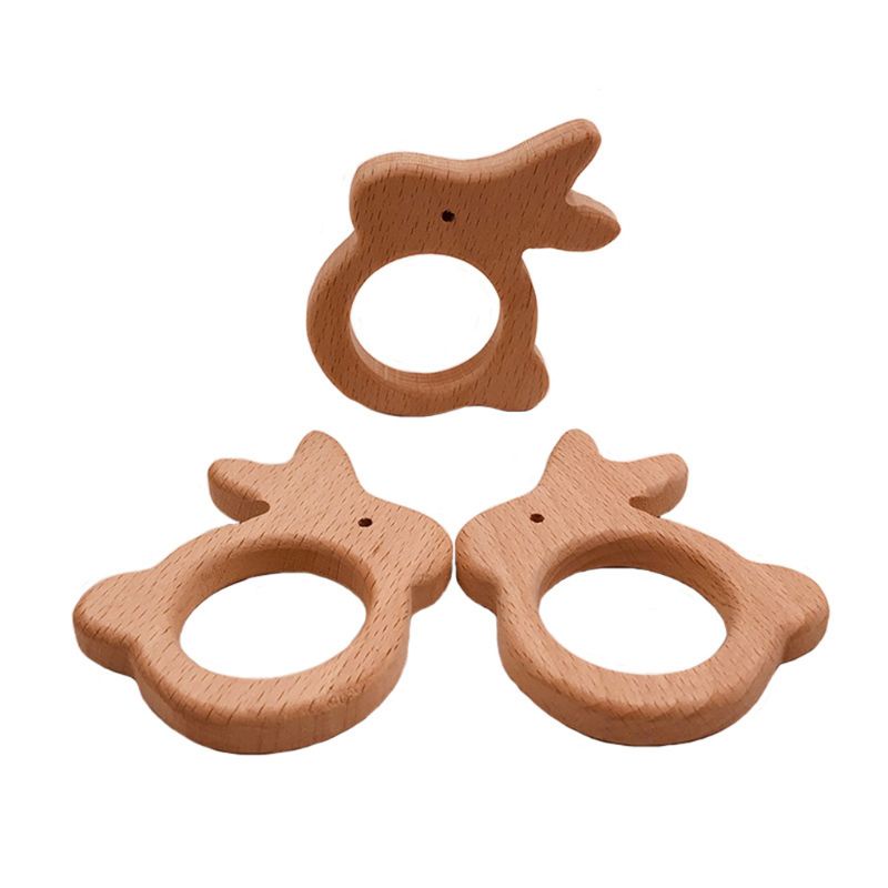 Đồ Chơi Nhai Gặm Bằng Gỗ Sồi Mềm Mại Hình Thỏ Dễ Thương Dành Cho Bé