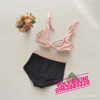 BIKINI HÀN QUỐC NƠ THẮT VAI HỒNG PASTEL