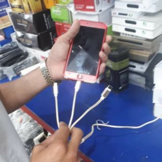 Dây xạc 3 đầu Lightning, Type C và Micro USB