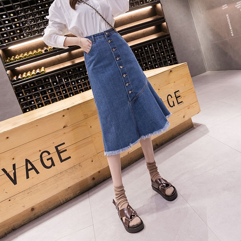 chân váy jean Đuôi Cá Dáng Chữ A Có Size Lớn 80-200 Kg Thời Trang Xuân Hè Dành Cho Nữ | BigBuy360 - bigbuy360.vn