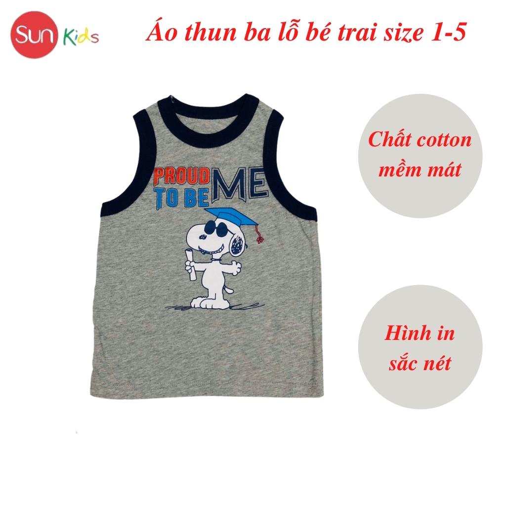 Áo thun bé trai, áo ba lỗ bé trai chất cotton, nhiều màu, Size 1 - 5 tuổi - SUNKIDS