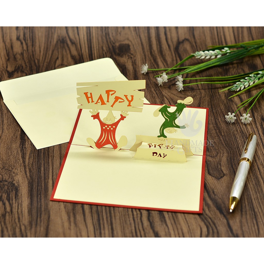Thiệp nổi 3D handmade, Happy birthday pop-up card, Chúc mừng sinh nhật size 10x15cm BD028